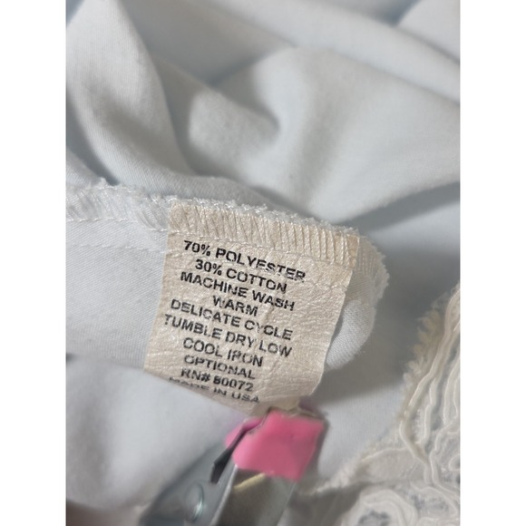 Vintage Priamo Shiny Satin Light Blue White Lace Trim Nightgown Lounge‎ USA Sz S - Picture 8 of 9